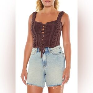 Forever 21 Brown Chunky Knit Sweater Tank Size Small